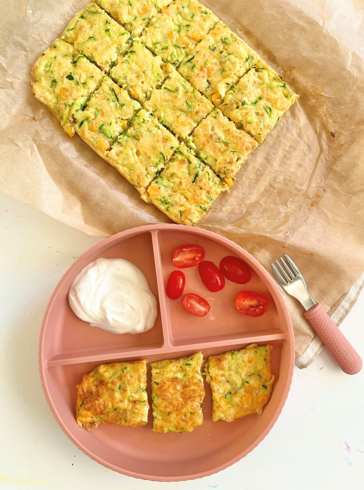 Ugnsfrittata med majs- och zucchini