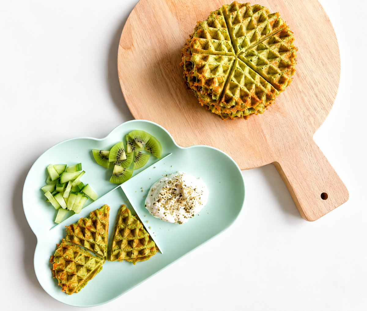 Grönsaksvåfflor med broccoli och spenat