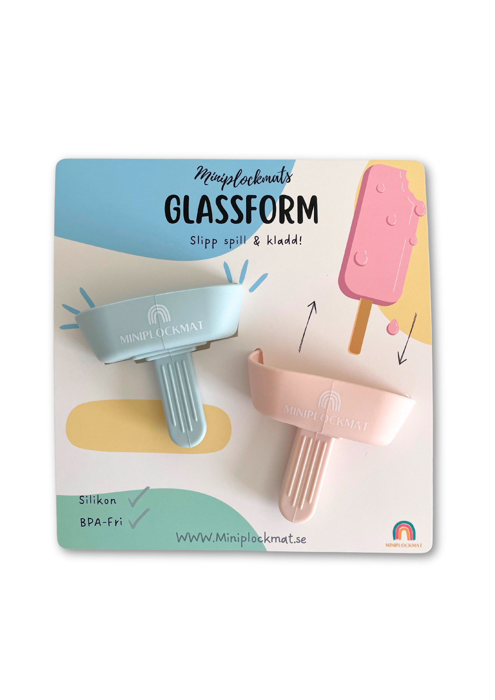 Spillfri glasshållare i två pack blå rosa